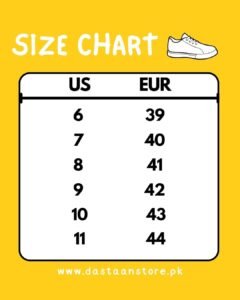 Dastaan store shoes size chart