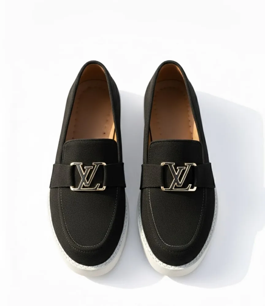LV Style Chunky Suede Loafer black