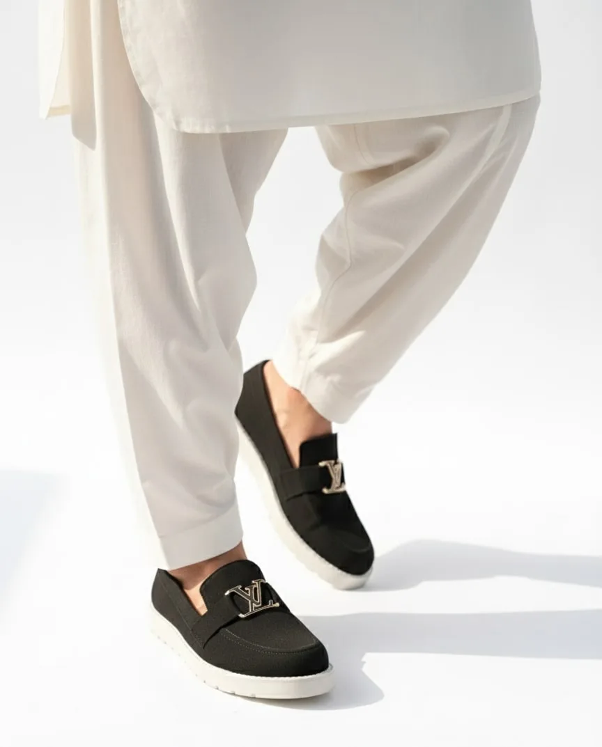 LV Style Chunky Suede Loafer black