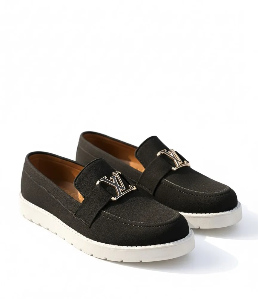 LV Style Chunky Suede Loafer black