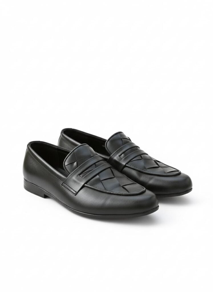 black leather shoes